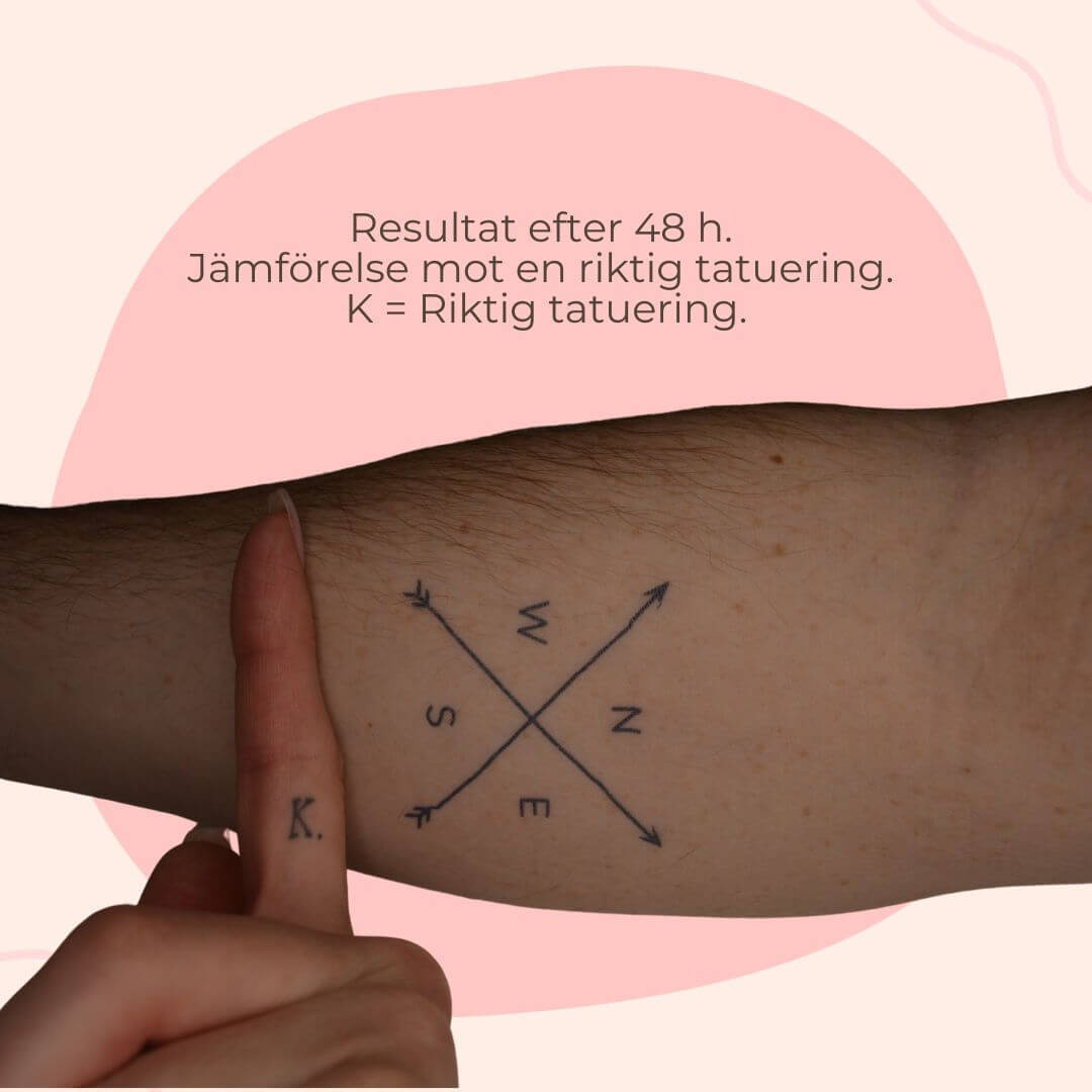 Resultat jämfört med riktig tatuering